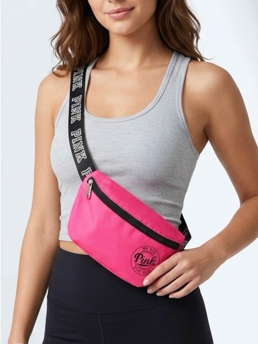 Victoria's Secret PINK Hot Pink "We Run This Beach" Sling Crossbody Belt Bag